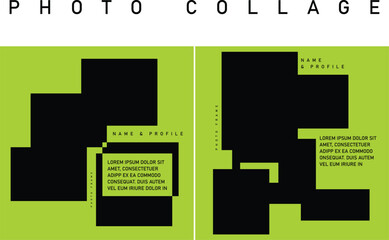 Abstract shape merge photo frame with text and title