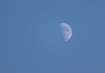 half moon in blue sky