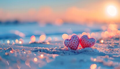 hearts at beautiful beach with white sand