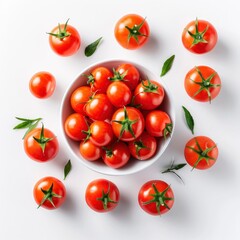 Top View Pots Ripe Sweet Red On White Background, Illustrations Images