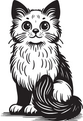 Cute cat vector illustration outline 