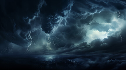 Electric Maelstrom: Lightning Clash Above the Sea - obrazy, fototapety, plakaty