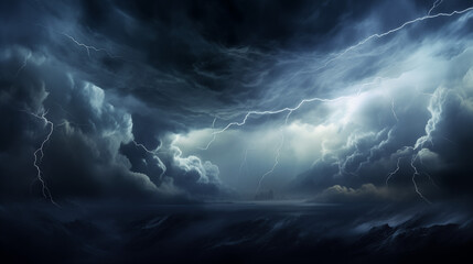 Twilight's Charge: Electrifying Thunderstorm at Dusk - obrazy, fototapety, plakaty