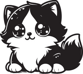 Cute cat vector illustration outline 