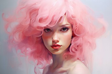 Fototapeta premium Vibrant Pink female. Model fashion. Generate Ai