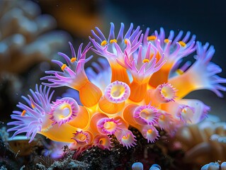 Obraz na płótnie Canvas Underwater Wonderland: Colorful Marine Life and Intricate Coral Formations - Beauty of Coastal Coral Reefs - Dive into the enchanting world of coastal coral reefs, where colorful marine life thrives