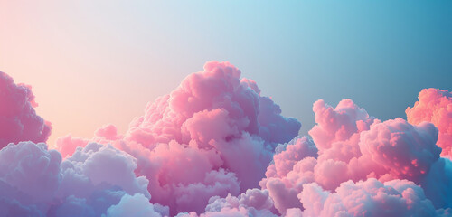 Soft pastel clouds create a tranquil and dreamlike sky with blank area for copy text.