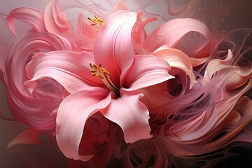 Tender Pink lilly. Summer nature floral. Generate Ai