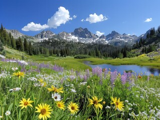 Mountain Splendor: Wildflower Carpets and Alpine Landscapes in Alpine Meadows - Serene Landscapes in Alpine Meadows - Immerse yourself in the natural splendor of mountain
