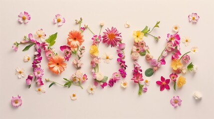 Mother's day - illustration of mom text made with flowers