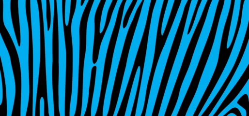 Fotobehang Cartoon blue safari zebra, line pattern. Zebra print, animal skin, tiger stripes sign. Africa, animal texture wave. jungle patroon. © MarkRademaker