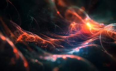 Abstract depiction of quantum energy experiments, energy and light controlled manipulation.