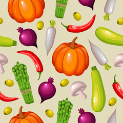 Vegetables on a light background. Vegetables pattern.