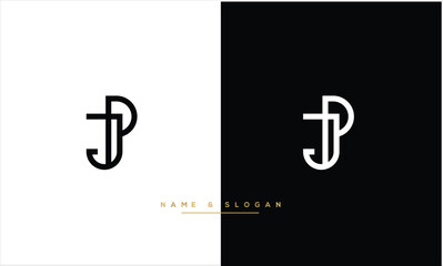Alphabet Letters JP, PJ, Initials Logo Monogram
