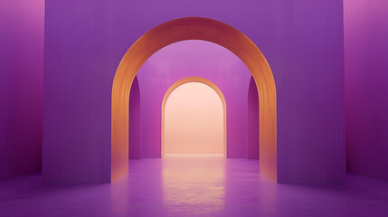 Islamic mosque and interior with an arabic background with an arc. Purple color stylish background