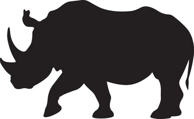 Rhino Silhouette Vector Illustration White Background