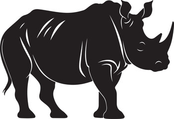 Rhino Silhouette Vector Illustration White Background