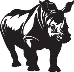 Rhino Silhouette Vector Illustration White Background