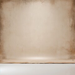 Empty beige textured studio background with spotlight effect. Versatile backdrop for product presentations and creative projects