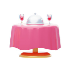 3D Dinner Date Setting Culinary Connection. 3d illustration, 3d element, 3d rendering. 3d visualization isolated on a transparent background