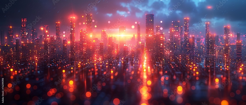 Poster a smart city and internet of things, a wireless communication network, abstract visuals, and an abst