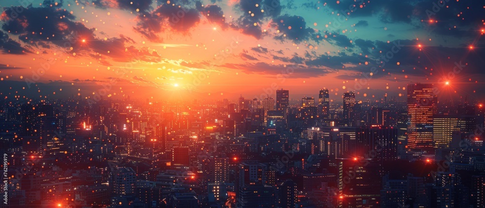 Poster The smart city and internet of things, wireless communication networks, and abstract image visualization