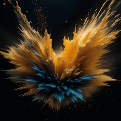 Golden sparkling abstract background, luxury black smoke, acrylic paint underwater explosion, cosmic swirling ink