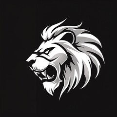 Fototapeta premium logo of a white lion on black background 