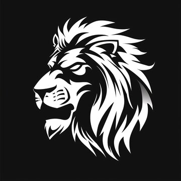 logo of a white lion on black background 