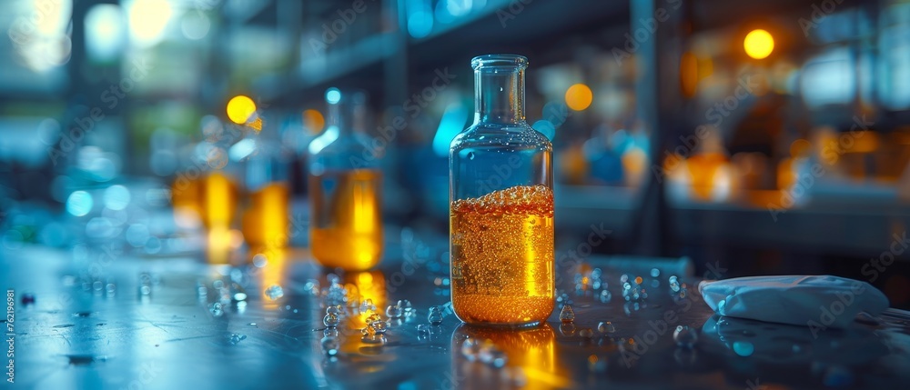 Poster laboratory. examination. research in science and technology.