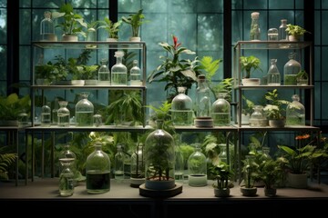 Flourishing Green lab plants science. Nature medicine. Generate Ai