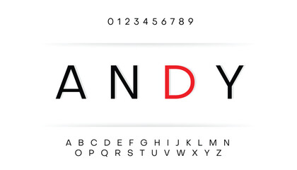 Modern Bold Font and Number. Typography urban style alphabet fonts for fashion, sport, technology, digital, movie, logo design, vector illustration