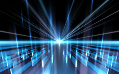 Abstract blue light effect with rays