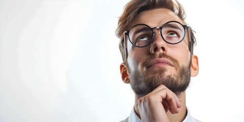 Thoughtful Engineer Solving Complex Problems with Focused Inventiveness on a White Background