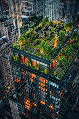 Professional Photography of an Urban Rooftop Garden Oasis, Generative AI - obrazy, fototapety, plakaty