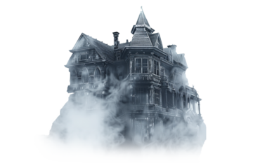 Old haunted house isolated on transparent background