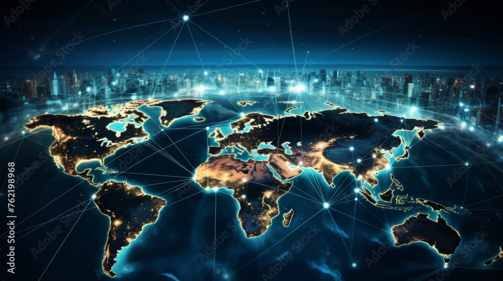 Poster communication network concept. digital transformation.