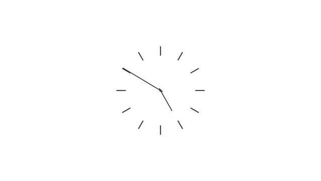  Clock spinning dark gray color animation. White background watch on transparent 4k video.  
