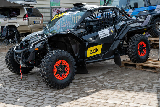 Can-Am Maverick X3 Turbo 4x4 quad premiere at a motor show, 2023 model