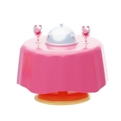 3D Dinner Date Setting Culinary Connection. 3d illustration, 3d element, 3d rendering. 3d visualization isolated on a transparent background