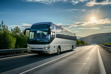 Reisebus auf der Autobahn: Komfortable Busreise mit Blick auf die Straße