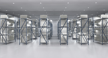 Heap of silver ingots in bank vault safe