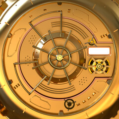 Golden bank vault close up