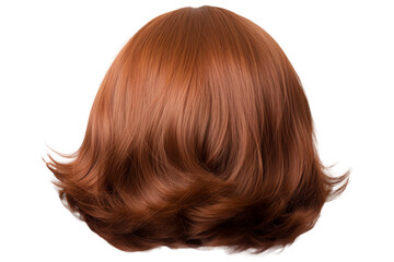 Naklejka premium Stylish hair wig with trendy design isolated on background, front view, fashionable hairstyle concept.