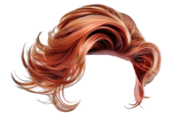 Stylish hair wig with trendy design isolated on background, front view, fashionable hairstyle concept.