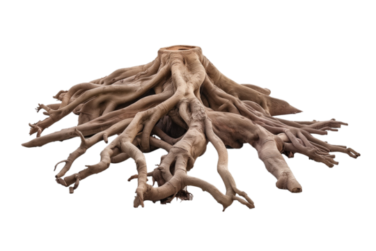 Big tree roots isolated on a transparent background