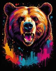 Beastly Beauty: Minimal Bear Face Design for T-Shirt Design - obrazy, fototapety, plakaty