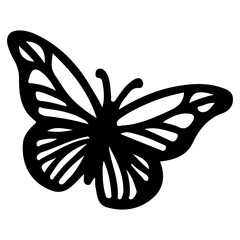 Butterfly contours doodle silhouettes element vector illustration on white background one continuous black line hand drawing of monarch butterfly flying