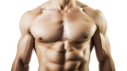 Fototapeta premium A fit young muscular body, male torso on a white background