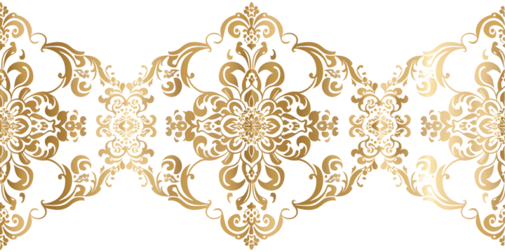 Vintage pattern with arabesques. Traditional classic gold ornament. isolated on a transparent background